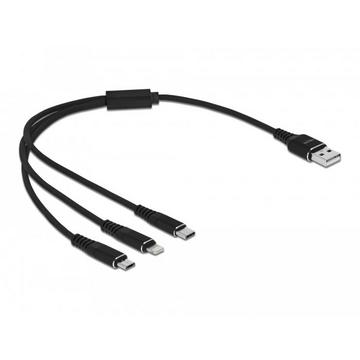 87152 USB Kabel 0,3 m USB 2.0 USB A USB C/Micro-USB B/Lightning Schwarz