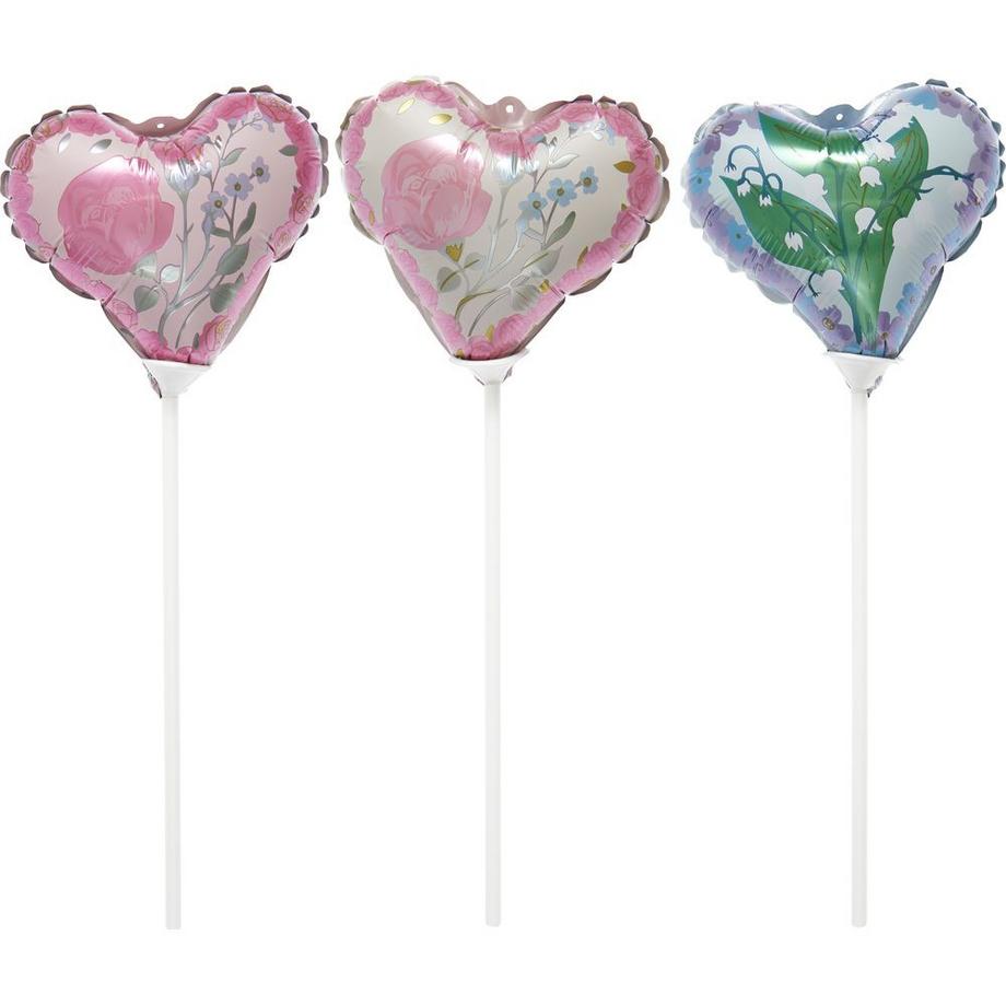 RICO-Design  Folienballon Herzen mit Blumen 3 Stück 