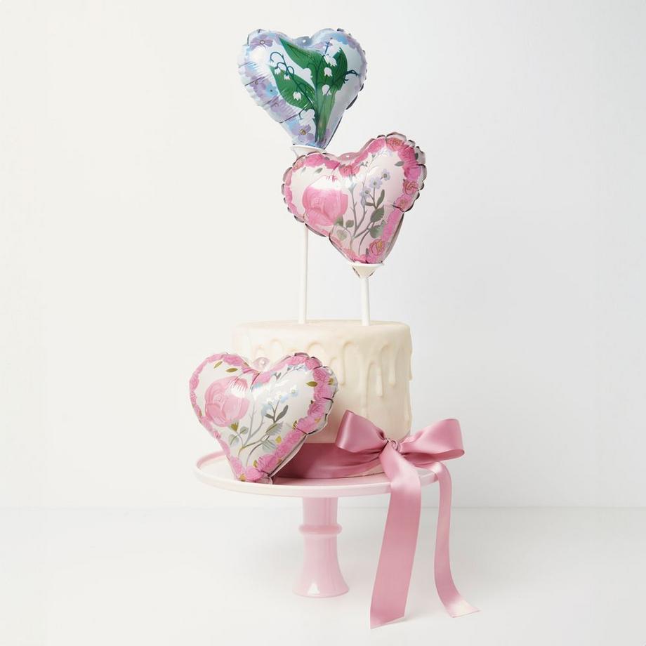 RICO-Design  Folienballon Herzen mit Blumen 3 Stück 