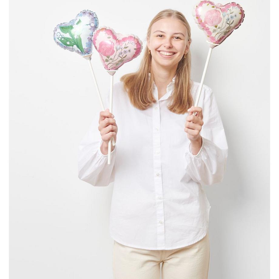 RICO-Design  Folienballon Herzen mit Blumen 3 Stück 