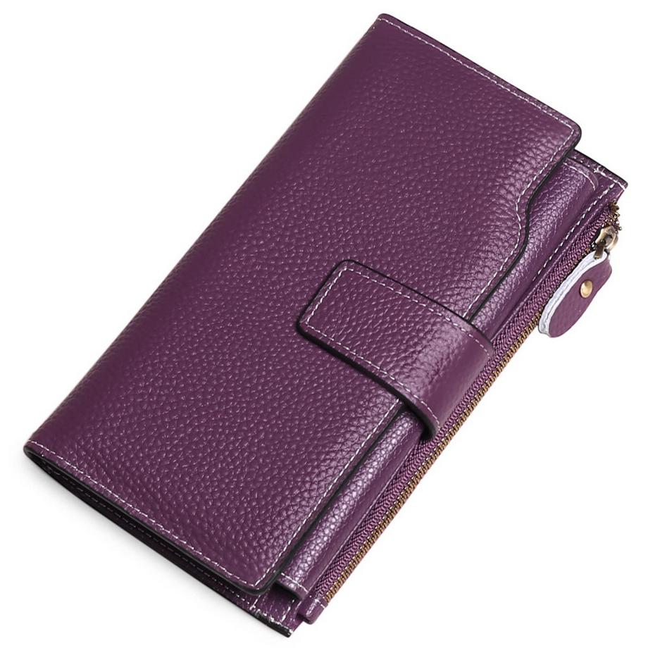 Only-bags.store Vegane Ledergeldbörse RFID-Schutz Große, viele Fächer Lange Brieftasche mit 20 Kartenfächern  