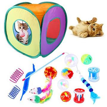 Katzenspielzeug-Set, 15 Stück Kätzchenspielzeuge, interaktives Katzen Spielzeug