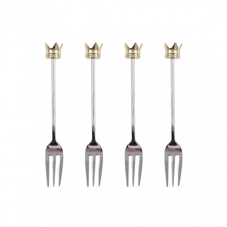 Aulica  Kuchengabel Krone Gold - Set von 4 