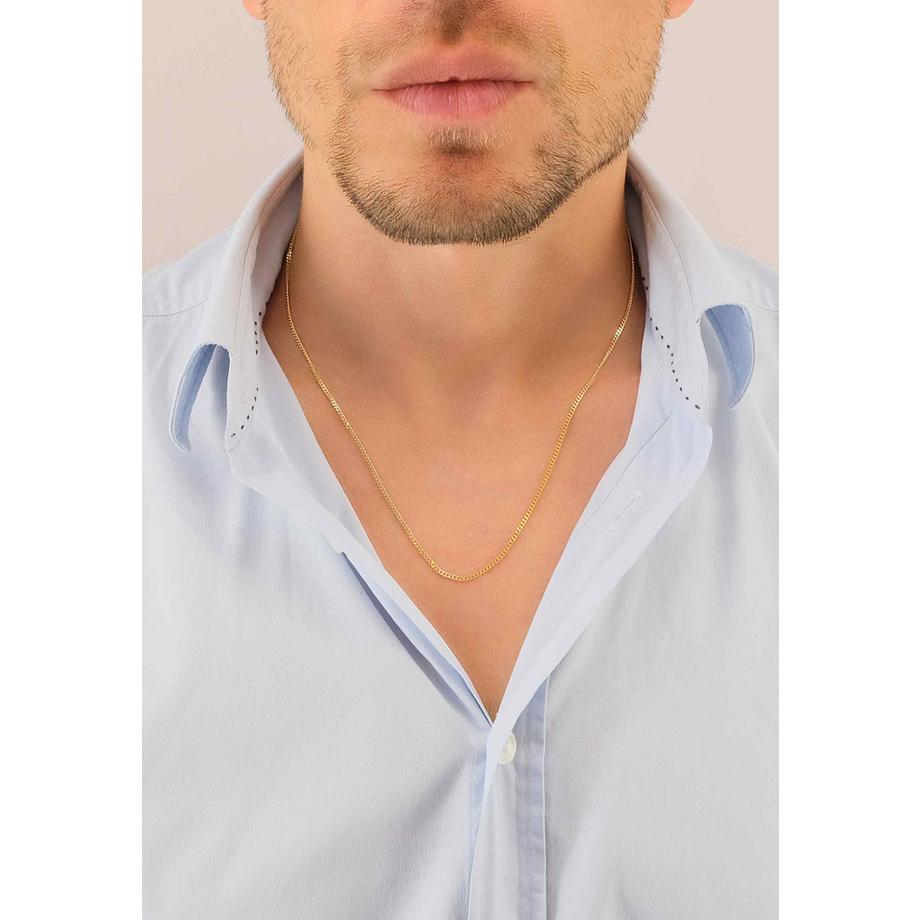 MUAU Schmuck  Collier gourmette or jaune 750, 1,7mm, 36cm 