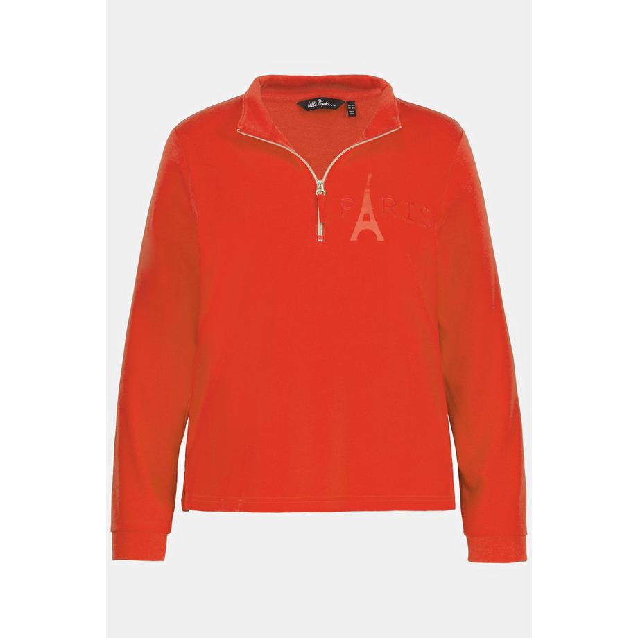 Ulla Popken Torre Eiffel Collo Alto Zip Maniche Lunghe Felpa  