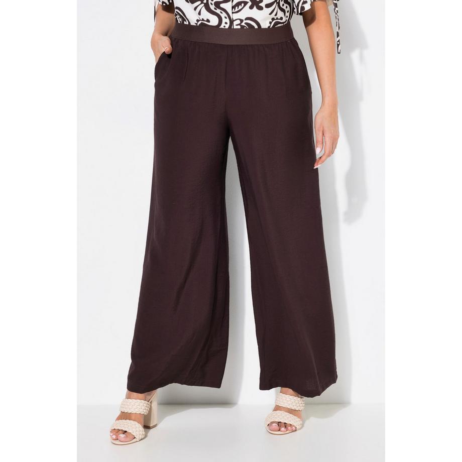 Ulla Popken Pantalon à Enfiler Jambe Large Texturé  