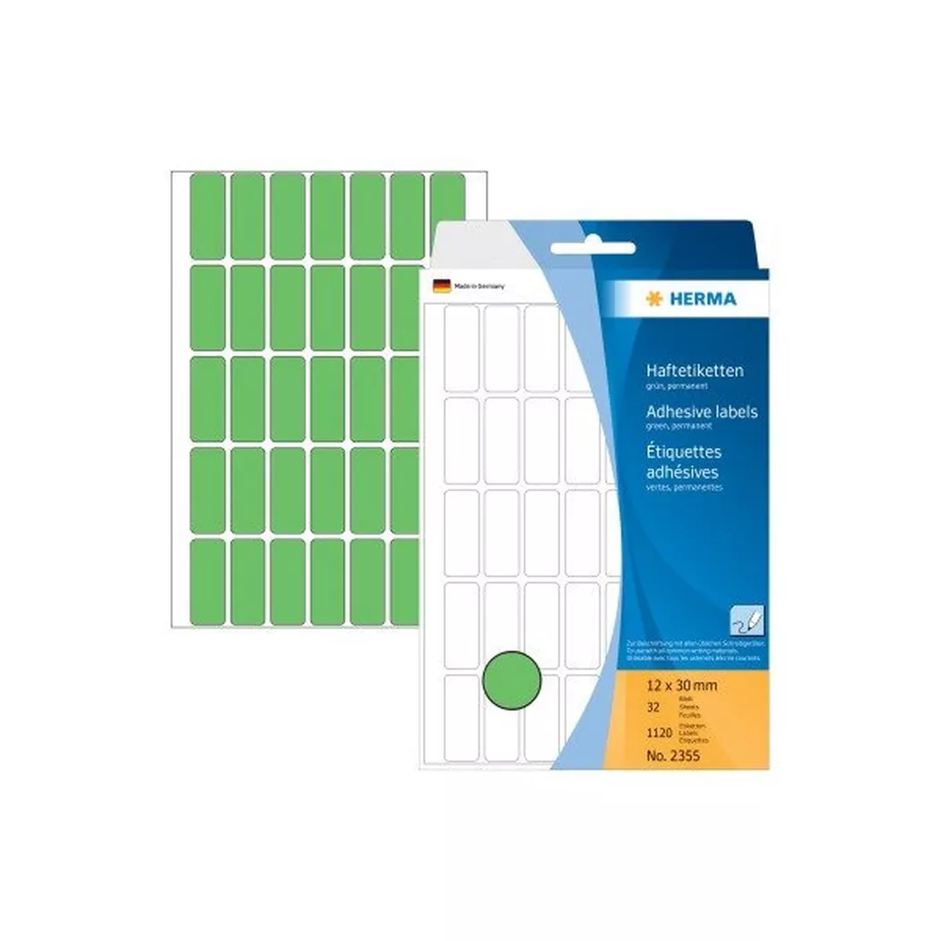 HERMA – Etiketten 12×30mm 2355 grün 1120 Stück, One Size
