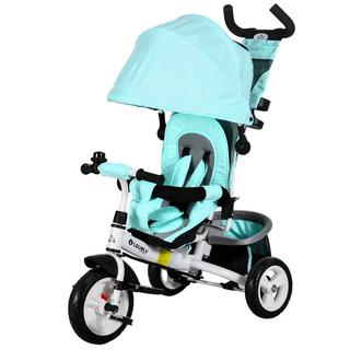 Northio  Triciclo 6 in 1 con barra di spinta, triciclo per bambini con tettuccio parasole rimovibile, cuscino, bici senza pedali con cintura di sicurezza a 5 punti, cestino, portabicchieri, per bambini da 1 a 5 anni, Verde Aosom 