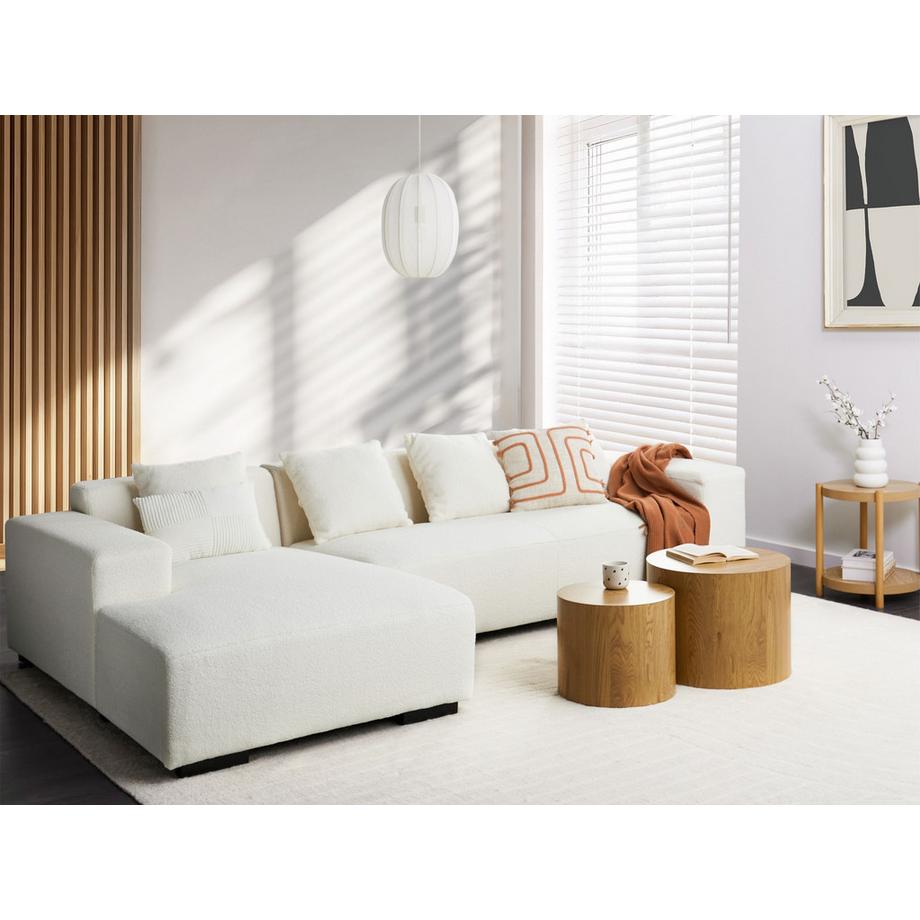 Beliani Canapé d'angle côté droit en Bouclé Scandinave LUNGO  