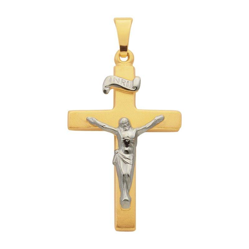 MUAU Schmuck  Pendentif croix or jaune 750, 30x16mm 