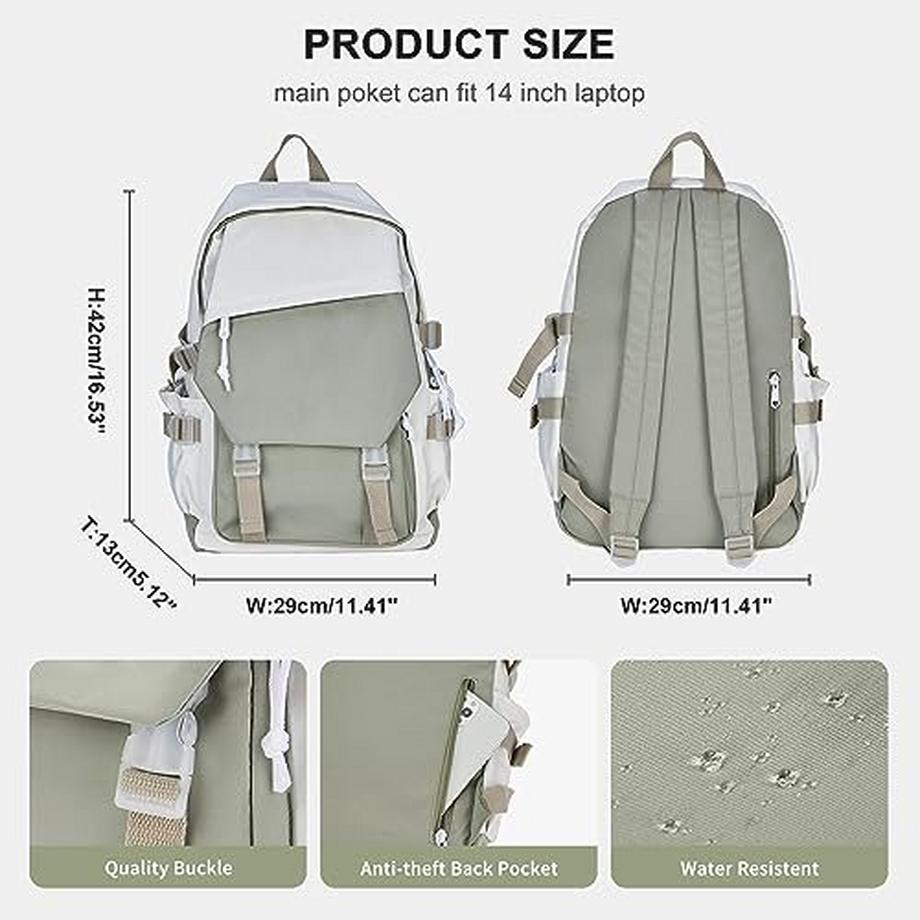 Only-bags.store Sac à Dos Scolaire Daypack 14 Pouces pour Ordinateur Portable Résistant à l'Eau  