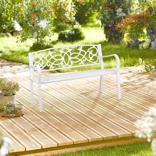 B2X Banc de jardin vintage blanc  