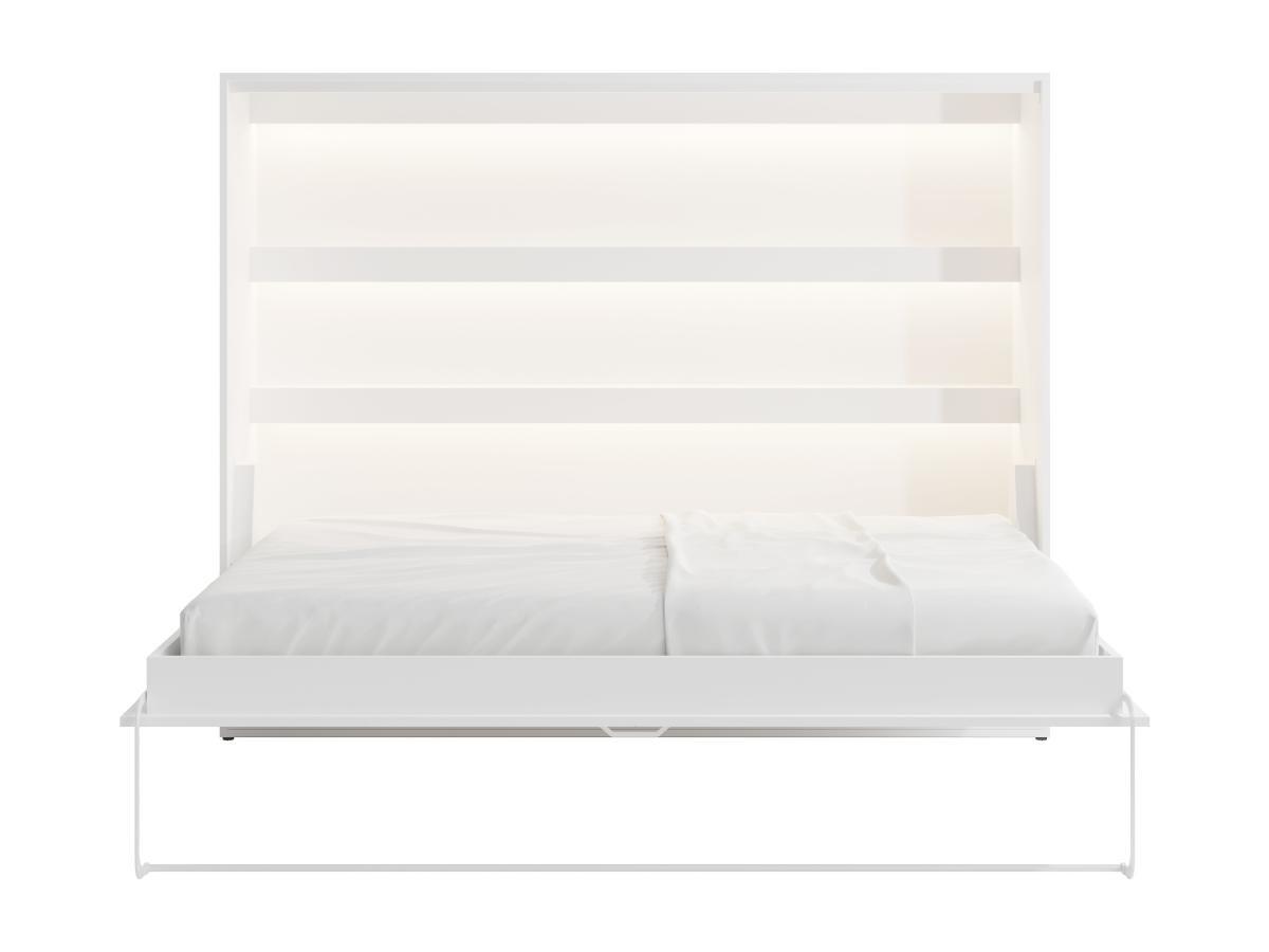 Vente-unique Letto estraibile 140 x 200 cm Apertura orizzontale manuale Con LED Bianco - RAPILI  