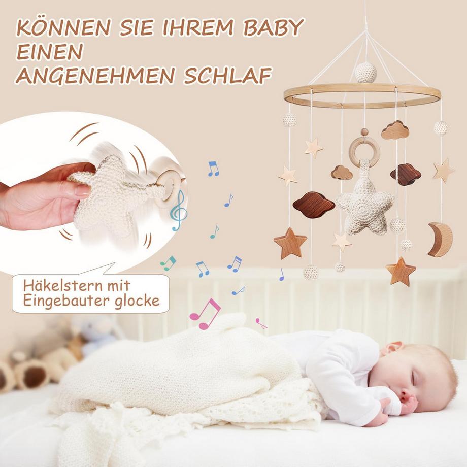 Activity-board  Mobile bébé lit d'enfant cloche carillon vent bébé avec nuages étoiles 