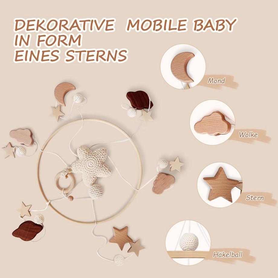 Activity-board  Mobile bébé lit d'enfant cloche carillon vent bébé avec nuages étoiles 