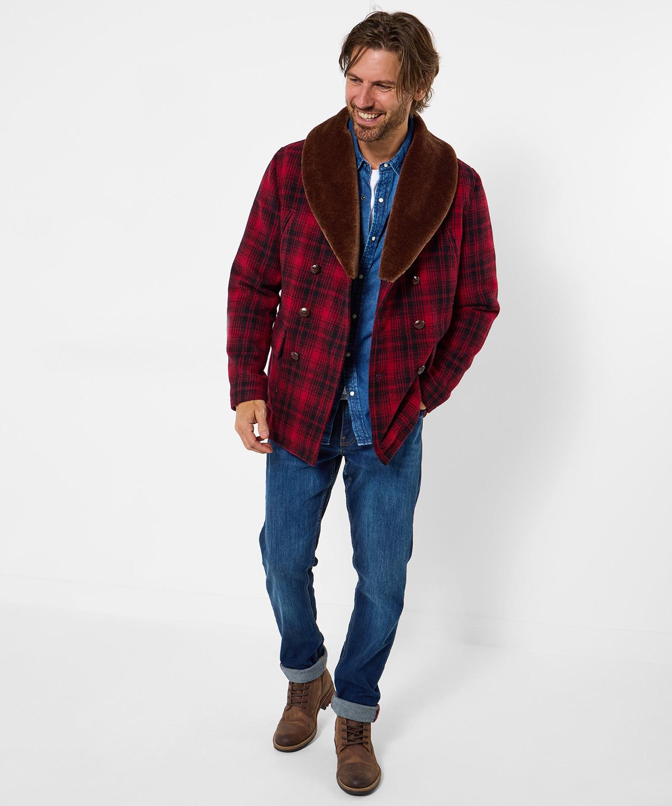 Joe Browns Mantel mit mehrfarbigem Kunstpelzkragen Karomuster  