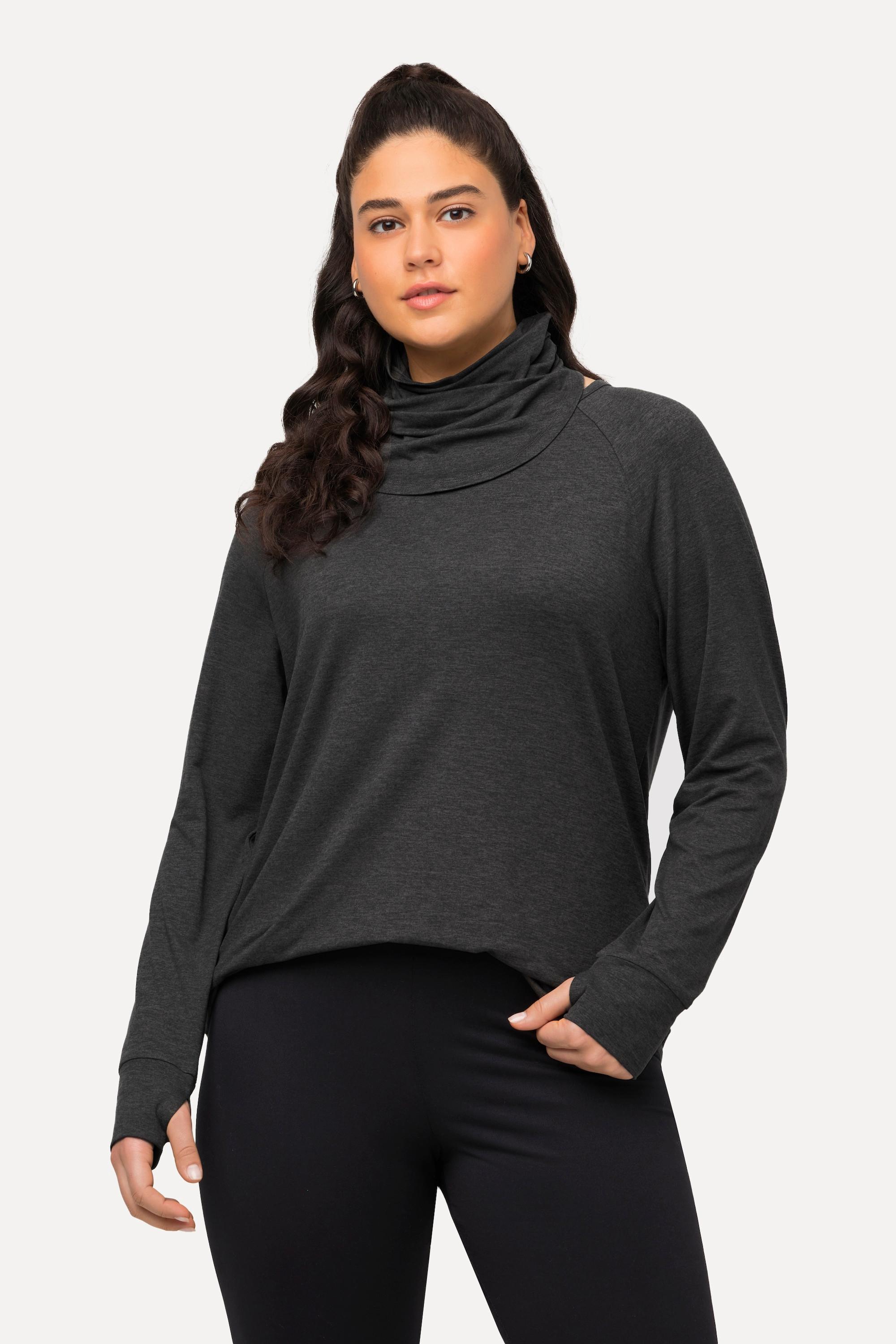 Ulla Popken  Sweater, Loop, Rundhals, Langarm, extraweich, Daumenloch 