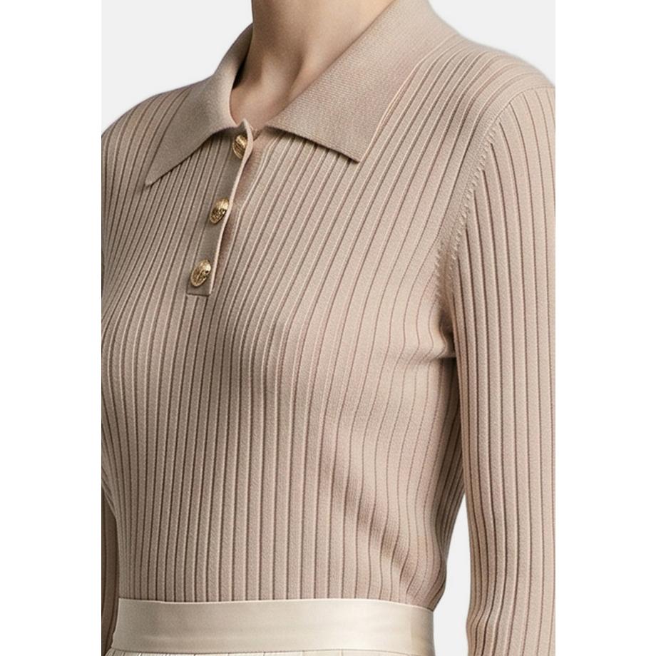Roberta Rossi Pullover collo polo a coste  