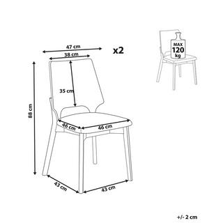 Beliani Lot de 2 chaises de salle à manger en Contreplaqué Rétro ABEE  