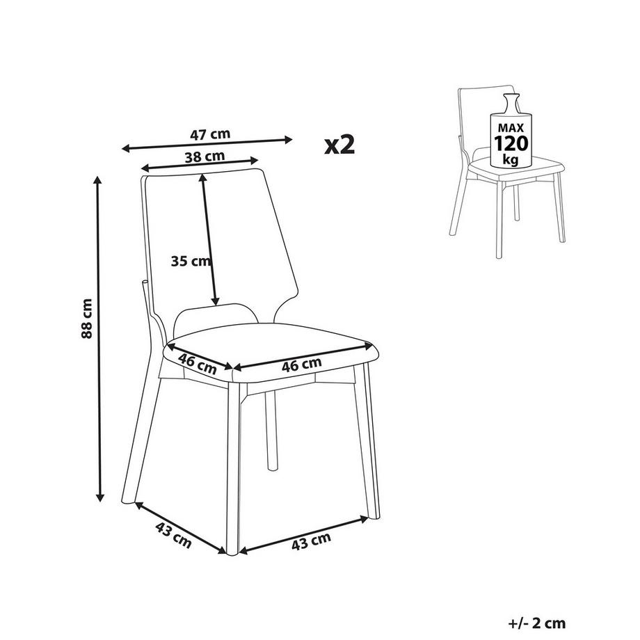 Beliani Lot de 2 chaises de salle à manger en MDF Rétro ABEE  