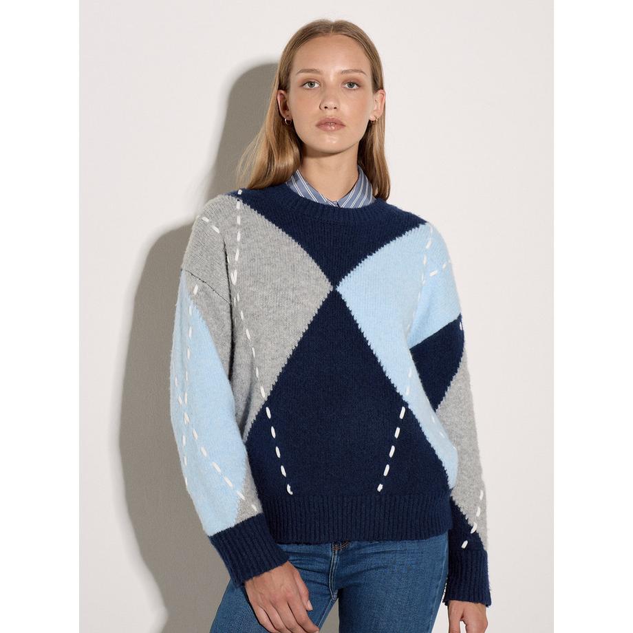 APRICOT Pullover con motivo a rombi Argyle e blocchi di colore  
