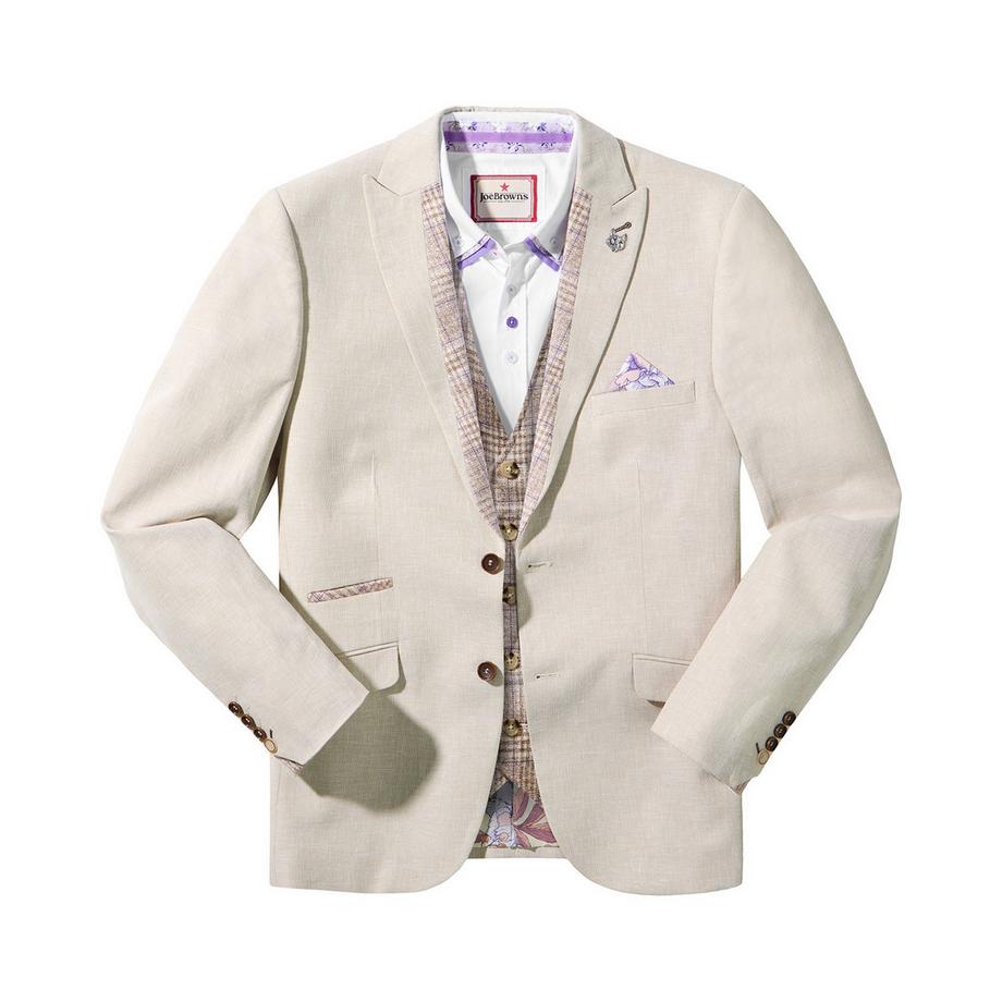 Joe Browns Blazer en Mélange de Lin avec Doublure Florale et Revers en Pointe  