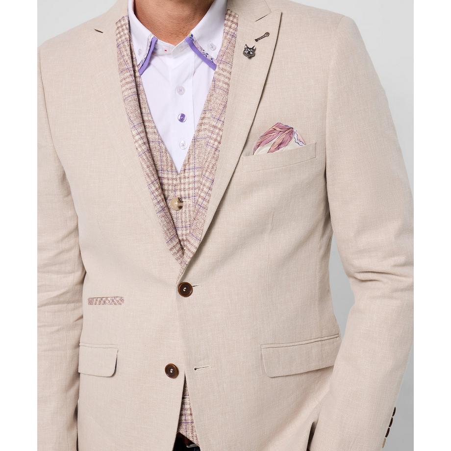 Joe Browns Blazer en Mélange de Lin avec Doublure Florale et Revers en Pointe  