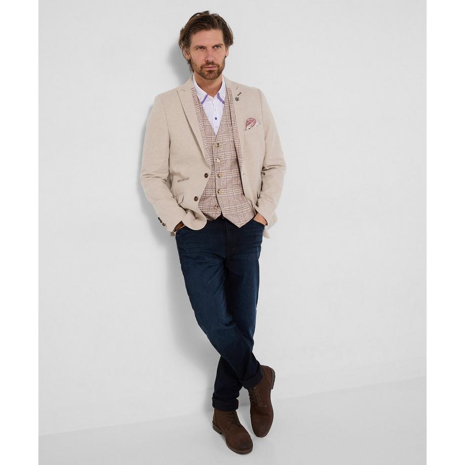 Joe Browns Blazer en Mélange de Lin avec Doublure Florale et Revers en Pointe  