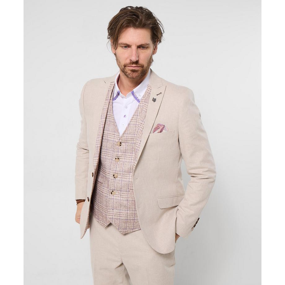 Joe Browns Blazer en Mélange de Lin avec Doublure Florale et Revers en Pointe  