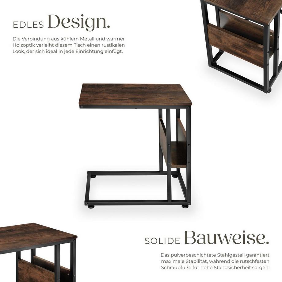 Tectake Beistelltisch Wigan Industrial Style Holz und Stahl  