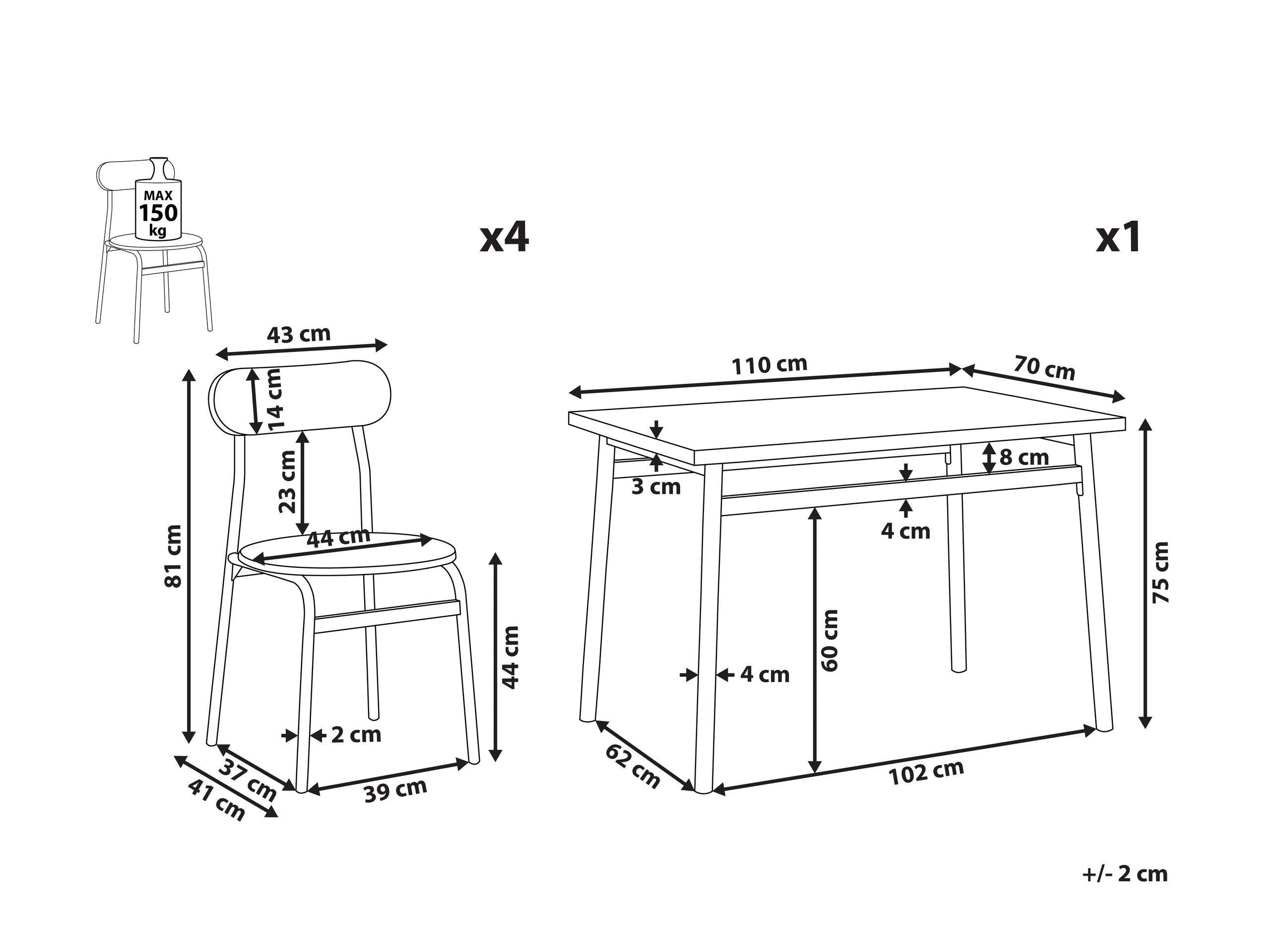 Beliani Esszimmer Set aus MDF-Platte Industriell VELDEN  