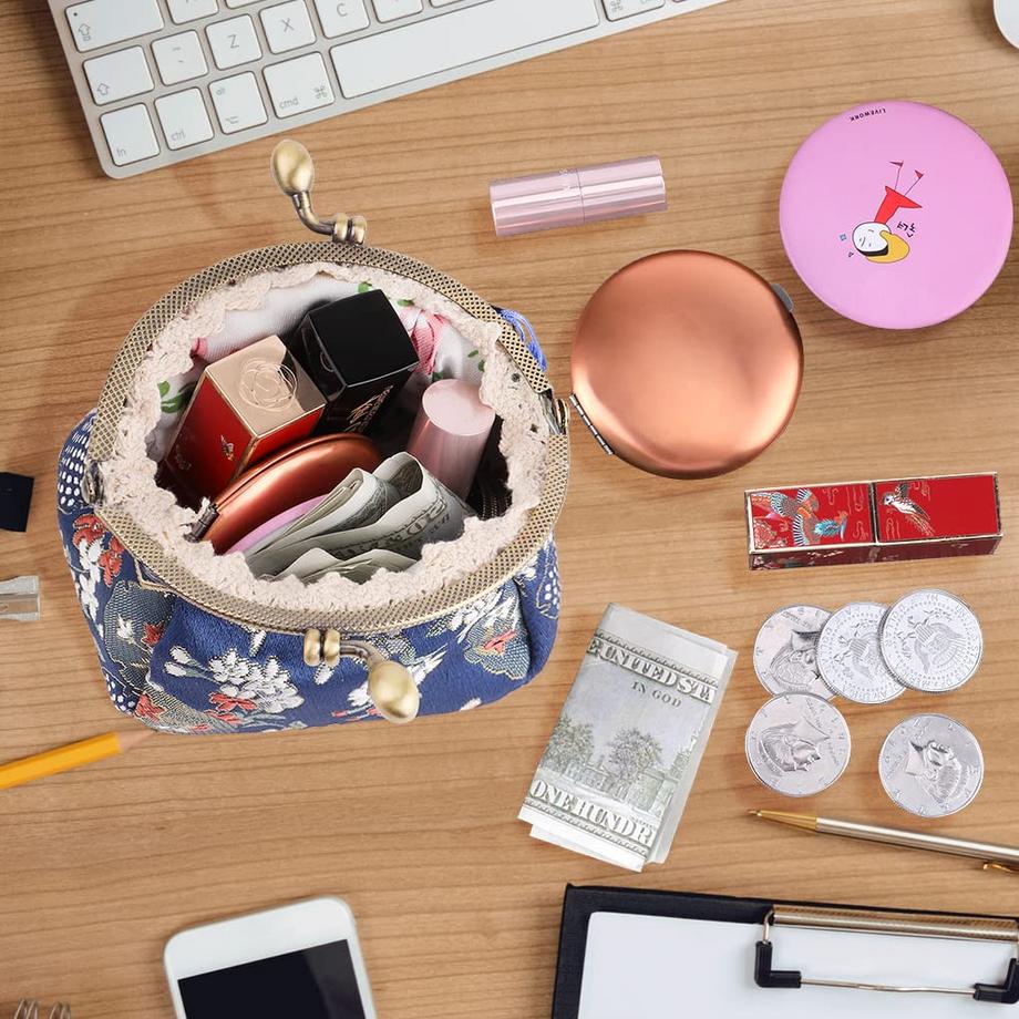 Only-bags.store Porte-monnaie floral avec fermeture à clip  