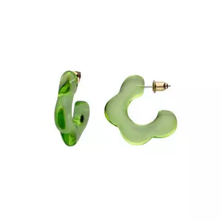 SIX  Boucle d'oreille à message avec pierre en plastique Vert