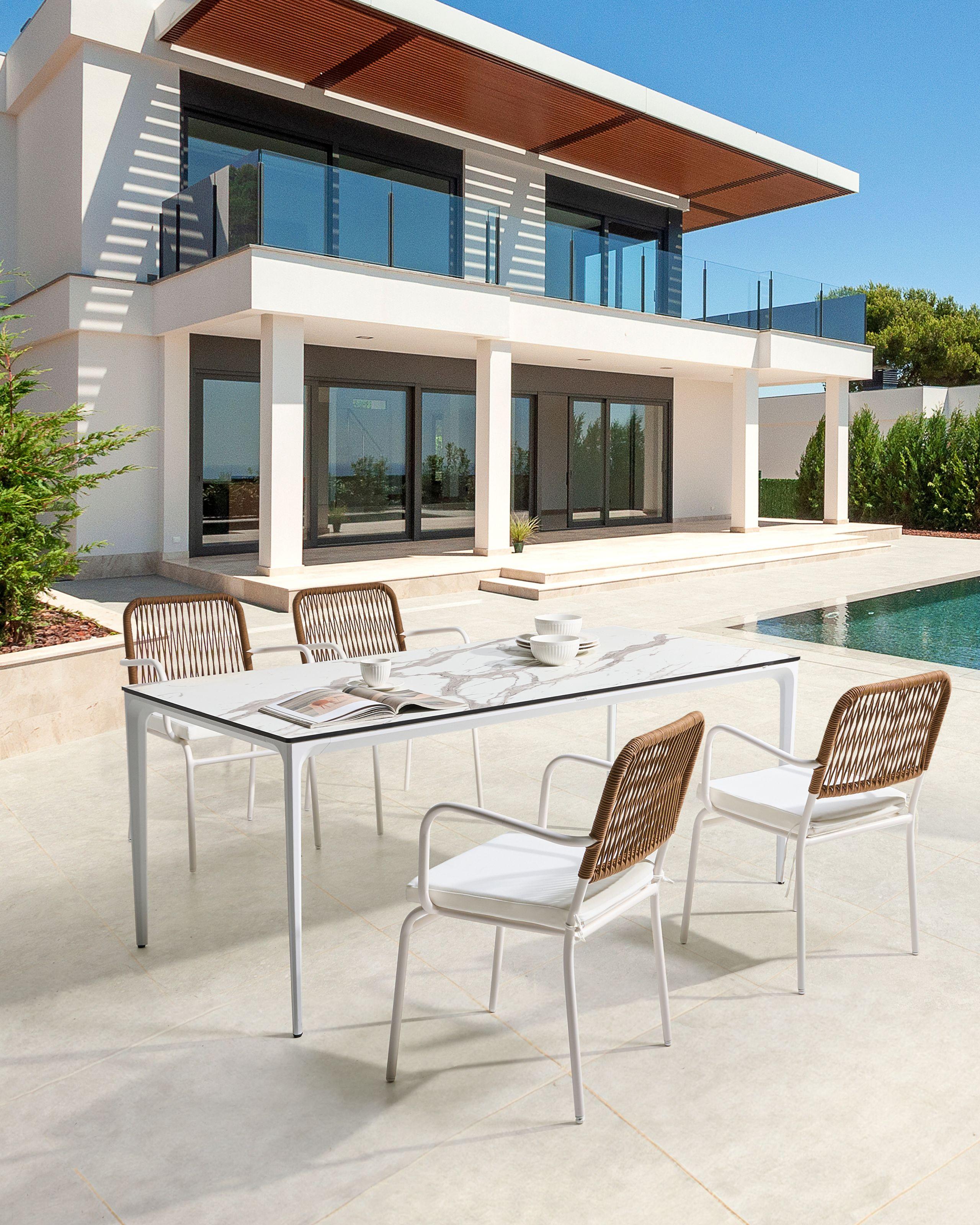 Beliani Set di 4 sedie da giardino con cuscini en Alluminio Moderno TACENO  