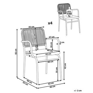 Beliani Set di 4 sedie da giardino con cuscini en Alluminio Moderno TACENO  
