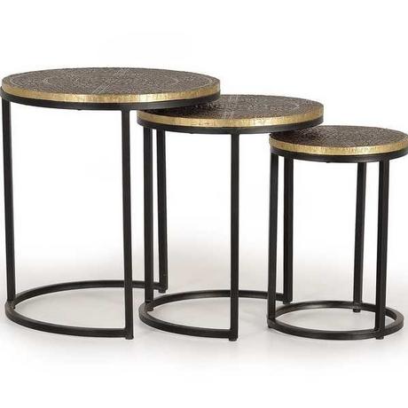 mutoni Tavolino Fayna Bronze rotondo (set di 3)  