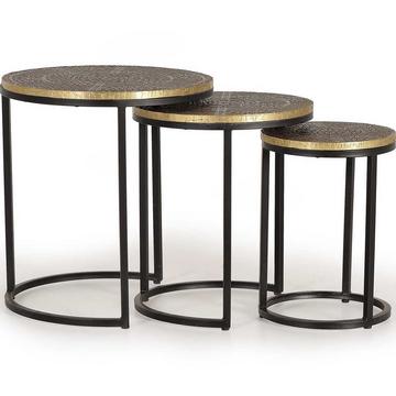 Table d&#039;appoint Fayna Bronze ronde (lot de 3)