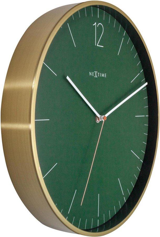 NeXtime Wanduhr Essential Forest Green Ø 34 cm GoldGrün  