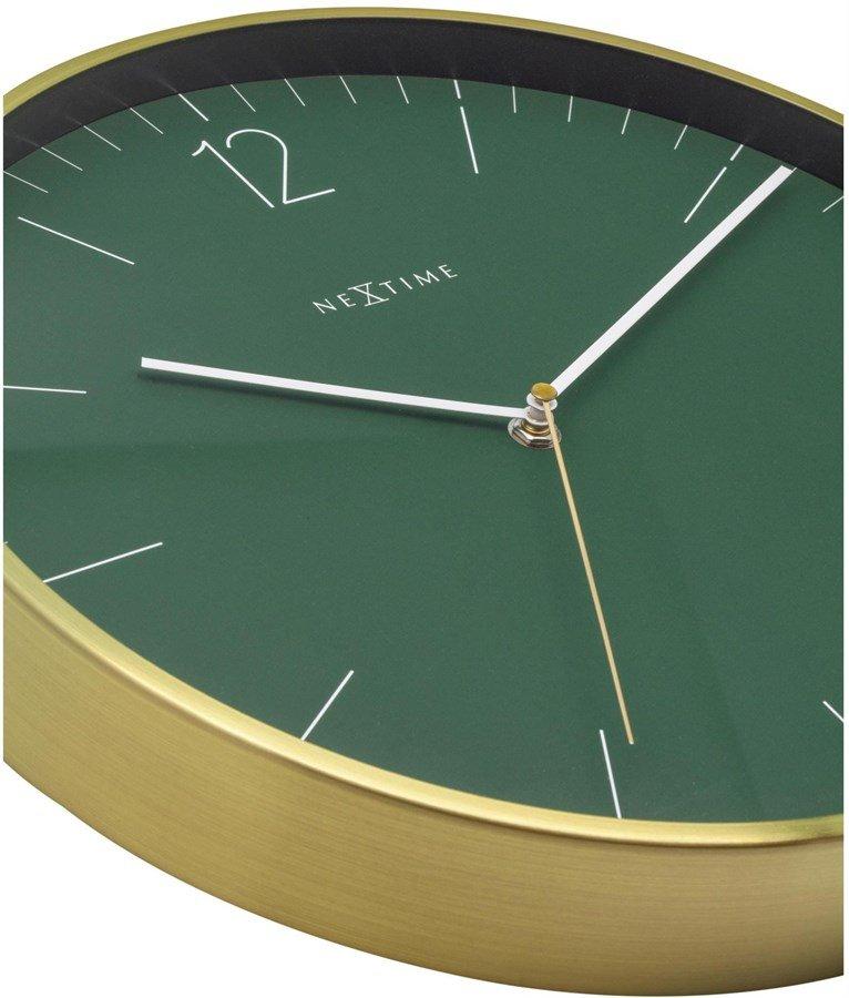 NeXtime Wanduhr Essential Forest Green Ø 34 cm GoldGrün  