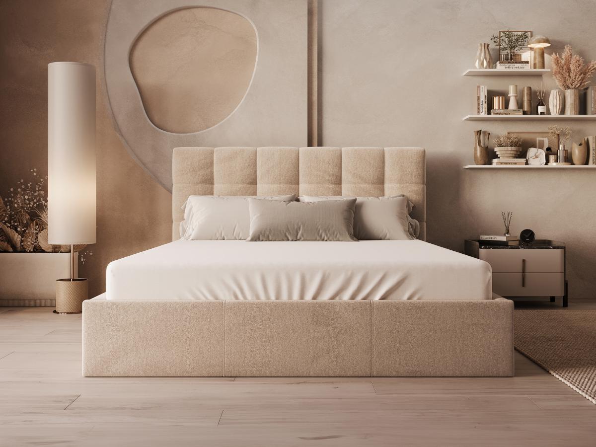 PASCAL MORABITO Bett mit Bettkasten - 160 x 200 cm - Samt - Beige - MIRDAL von Pascal Morabito  