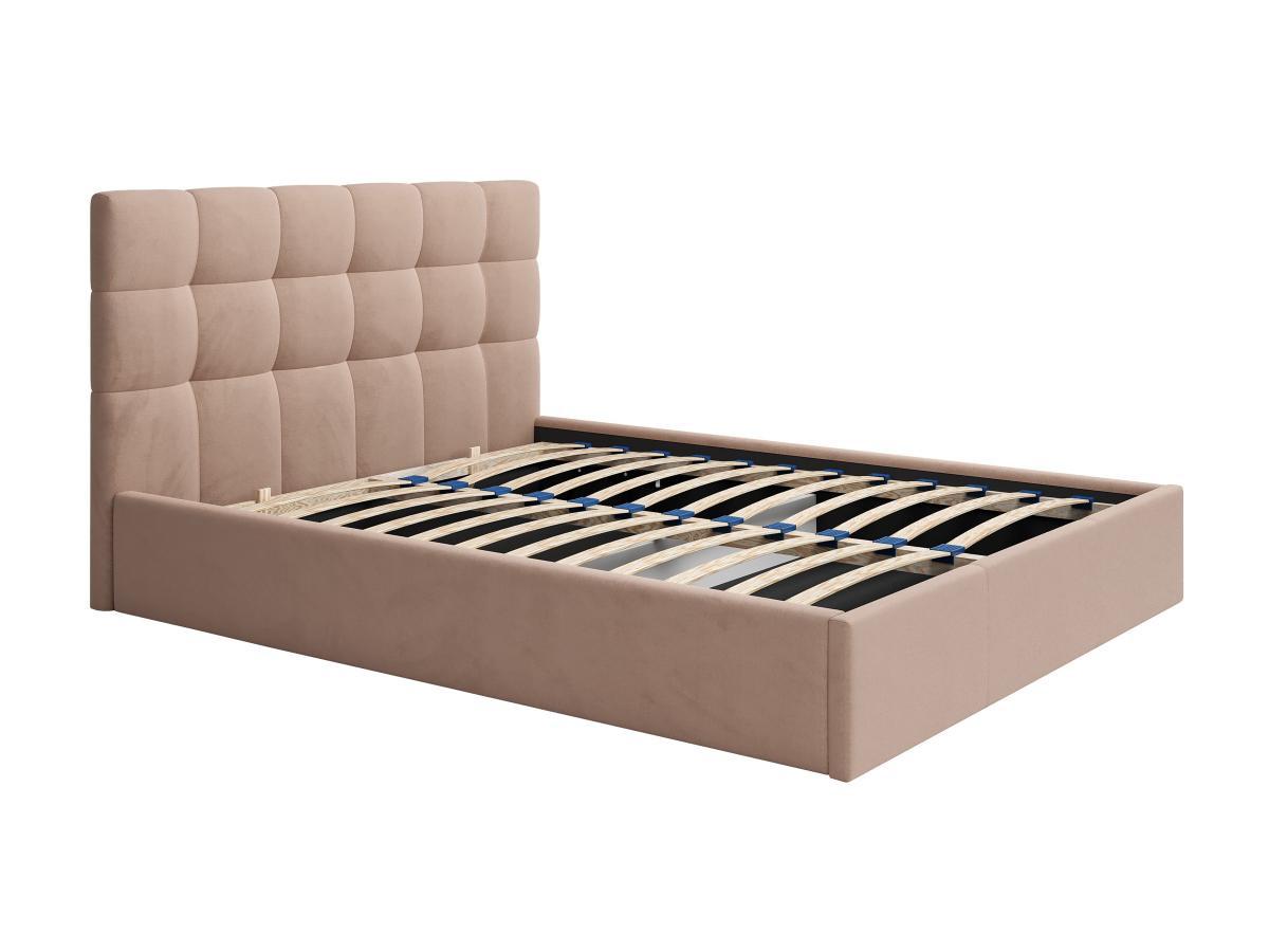 PASCAL MORABITO Lit coffre 160 x 200 cm  - Velours - Beige - MIRDAL de Pascal Morabito  