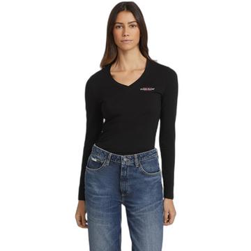 slim fit langarm t-shirt mit v-ausschnitt mini america damen