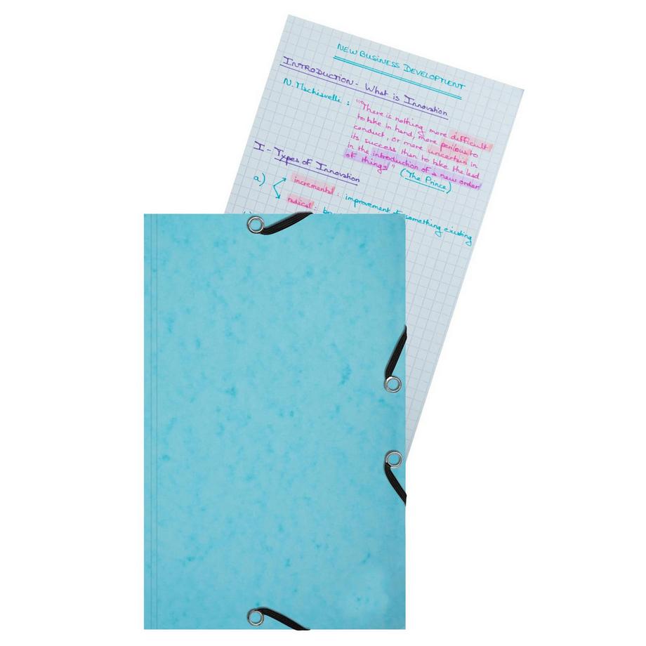 Chemise 3 rabats à élastiques Aquarel + 25 fiches bristol 125x200mm - 4 couleurs assorties - x 10