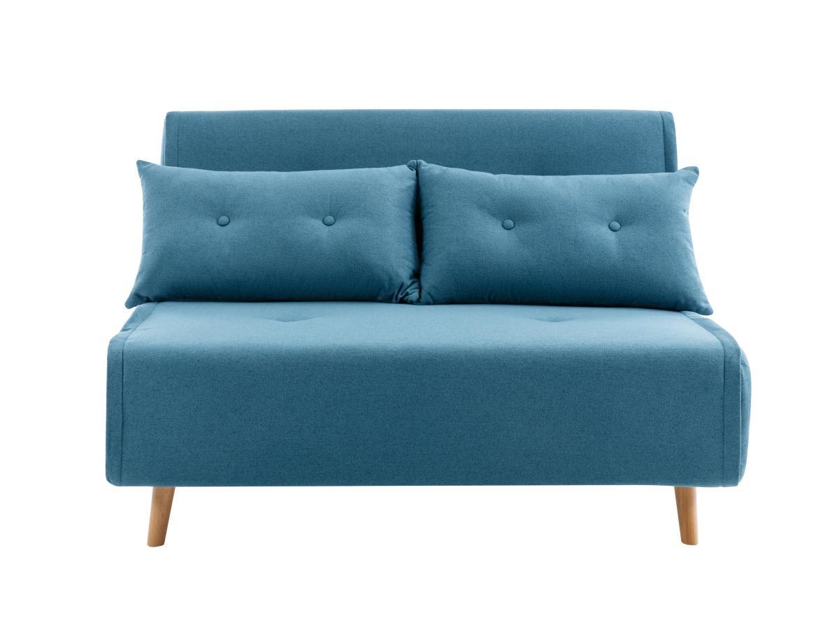 Vente-unique Canapé 2 places convertible en tissu bleu URIBIA  