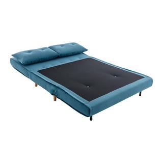 Vente-unique Canapé 2 places convertible en tissu bleu URIBIA  