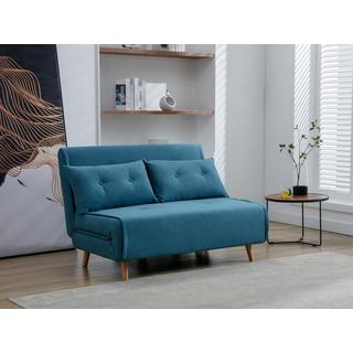 Vente-unique Canapé 2 places convertible en tissu bleu URIBIA  