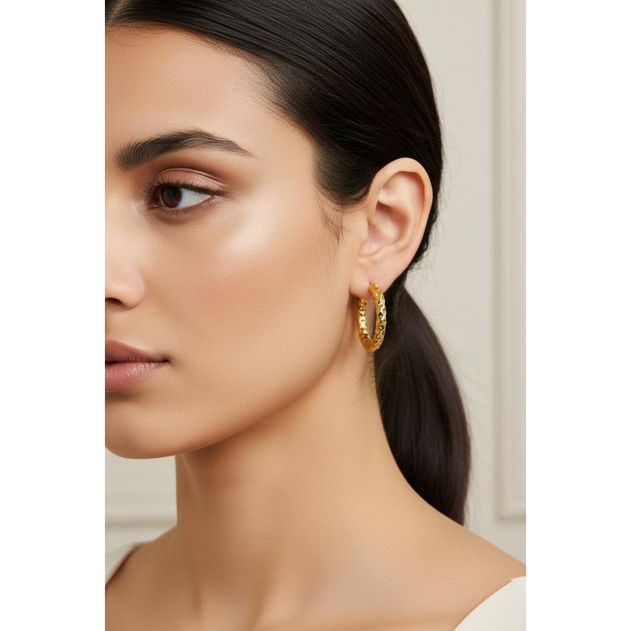 Maxte  Diamantgeschliffene   Huggie Creolen 