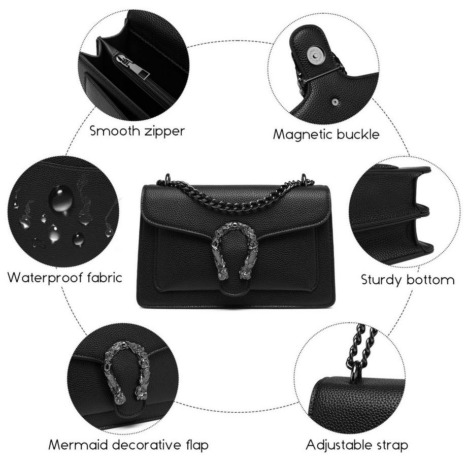 Only-bags.store Kleine Umhängetasche mit verstellbarem Kettenschultergurt  