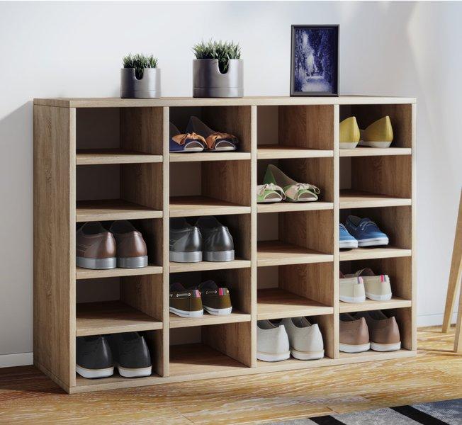 VCM Holz Schuhregal | Maße ca. H. 67 x B. 92 x T. 33 cm | Schuhkommode mit 20 Fächern | Schuhschrank - Hinsol L  