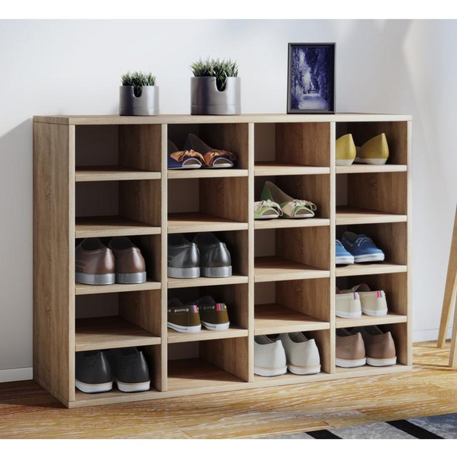 VCM Holz Schuhregal | Maße ca. H. 67 x B. 92 x T. 33 cm | Schuhkommode mit 20 Fächern | Schuhschrank - Hinsol L  